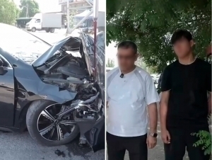 9-синф ўқувчиси отасининг машинасида автоҳалокатга учради (видео)