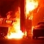 Gas station fire in Jomboy destroys three vehicles (video)