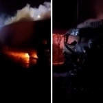 Samarqandda ikkita fura to‘qnashib, yonib ketdi (video)