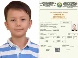 Навоийда 8 ёшли бола чет тилидан B2 сертификатини олди