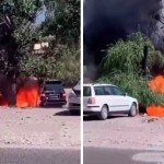 Qirg‘iz-qozoq chegarasida Lexus portlab ketdi (video)