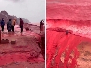 “Қонли ёмғир”: Эрондаги оролда ноёб ҳодиса кузатилди (видео)