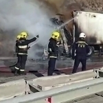 Truck catches fire in Kamchik pass (video)