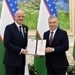 Mirziyoyev honors FIFA chief with the Order of Friendship