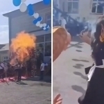 “So‘nggi qo‘ng‘iroq” kuni gazli sharlar portlab, o‘quvchi qizning sochi yonib ketdi (video)