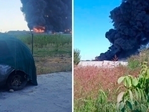 Fire breaks out in paint shop in Tashkent (video)