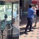 Toshkentda mast yo‘lovchi haydovchi bilan janjallashib, avtobus oynasini sindirdi (video)