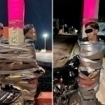 Meksikada “Betmen” paydo bo‘ldi: u o‘g‘rilarni ustunga bog‘lab ketyapti (video)