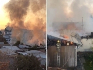 Houses in Tashkent catch fire (video)