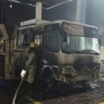 Bus catches fire at a gas station in Kokand