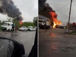 Сурхондарёдаги “заправка”да газ портлади (видео)