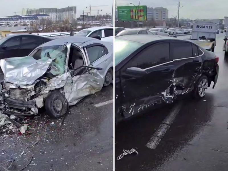 Major four-vehicle crash occurs in Tashkent (video)