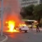 Toshkentda YTH oqibatida Nexia-3 yonib ketdi (video)