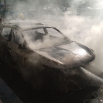 Electric car completely burns down in Tashkent (video)