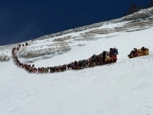 Everestda rekord: Bir kunda 274 nafar alpinist cho‘qqiga chiqdi (video)