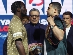 The face-to-face ceremony between Madrimov and Crawford continued in Time Square