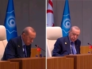Erdöğan sammitda adaşib, Qozoğiston uçun ajratilgan joyga imzo qöyib yubordi (video)