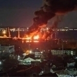 Rossiyaning yirik harbiy kemasi portlatib yuborildi (video)