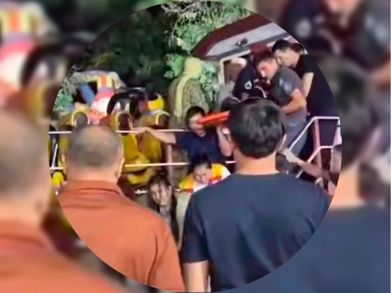 Jizzaxda attraksion qulab tushdi. Jarohatlanganlar bor (video)