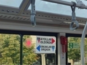 Driver disciplined for misogynistic sign on Samarkand bus