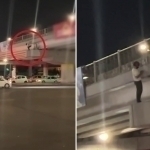 Man attempts to jump off a bridge in Tashkent