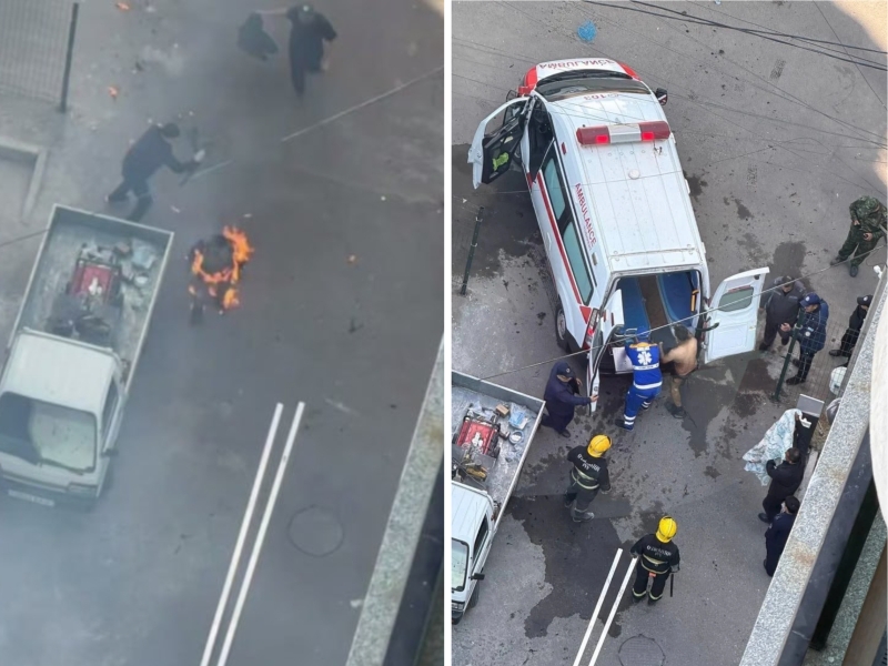 Person caught fire after short circuit in transformer in Tashkent (video)