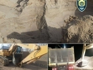 Individuals engaged in unauthorized extraction of sand and gravel mixture were apprehended